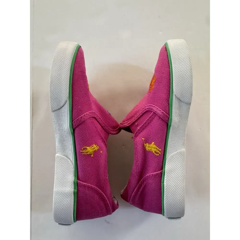 POLO RALPH LAUREN SLIP ON SNEAKERS Pink Canvas Toddler Size 9 Preppy #7336